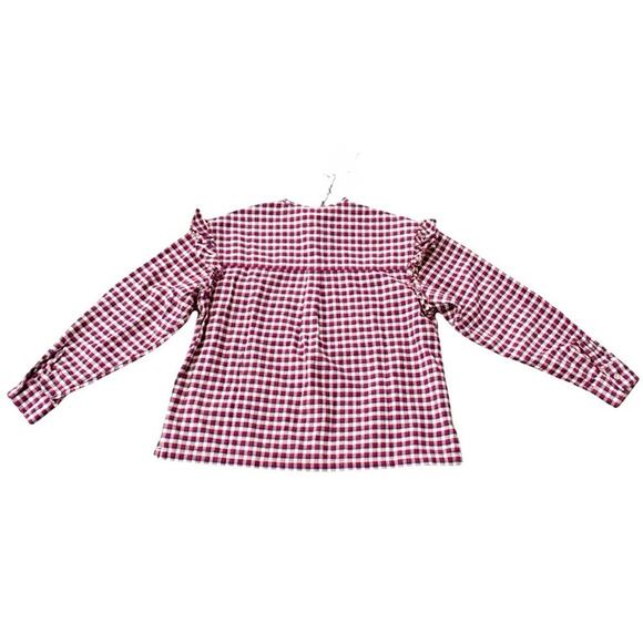 Something Navy Jaime Ruffle Sleeve Plaid Button Up Long Sleeve Top NWT XS - Picture 16 of 16